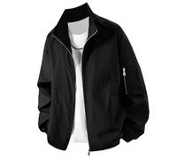 PANVER Men'S Long-Sleeve Jacket Regular Fit With Pockets Solid Color Transitional Jackets Classic Fashion Casual Outdoorjacket A-Black L