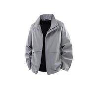 PANVER Men'S Long-Sleeve Jacket Regular Fit Zipper Placket Solid Color Transitional Jackets Classic Fashion Casual Outdoorjacket G-Grey 3XL