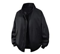PANVER Men'S Long-Sleeve Jacket Regular Fit Zipper Placket Solid Color Transitional Jackets Classic Fashion Casual Outdoorjacket B-Black M