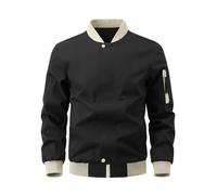 PANVER Men'S Long-Sleeve Jacket Regular Fit Zipper Placket Transitional Jackets Classic Fashion Casual Outdoorjacket M-Black XXL