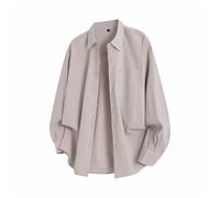 PANVER Men's Long-Sleeve Shirt Classic All-Match Solid Color Fashion T-Shirt Lightweight Casual Lapels Shirts Jacket J-Light Khaki XL