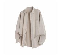 PANVER Men's Long-Sleeve Shirt Classic All-Match Solid Color Fashion T-Shirt Lightweight Casual Lapels Shirts Jacket B-Beige 3XL