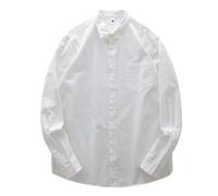 PANVER Men's Long-Sleeve Shirt Classic All-Match Solid Color T-Shirt Lightweight Casual Fashion Lapels Shirts Jacket F-White XXL