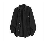 PANVER Men's Long-Sleeve Shirt Lightweight Casual Fashion Shirts Jacket Classic All-Match Solid Color T-Shirt N-Black XXL