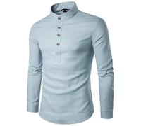 PANVER Men's Long-Sleeve Shirt Lightweight Casual Solid Color T-Shirt Regular Fit Classic Comfortable Fashion Shirts A-Light Blue S