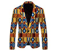 PANVER Men'S Long-Sleeve Suit 3D Digital Printing Casual Jacket Banquet Prom Retro Trend Blazer AA-05 XXL