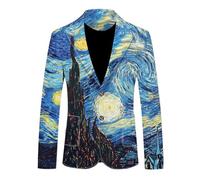 PANVER Men'S Long-Sleeve Suit Banquet Prom Retro Trend Blazer 3D Digital Printing Casual Fashion Lightweight Jacket AA-07 S
