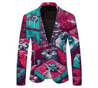 PANVER Men'S Long-Sleeve Suit Banquet Prom Retro Trend Blazer 3D Digital Printing Casual Jacket AA-01 M