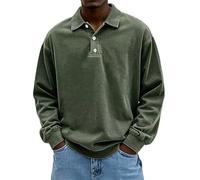 PANVER Men's Poloshirt Lightweight Breathable Sport Casual Long-Sleeve Shirt Classic All-Match Solid Color Fashion Shirts C-Army Green 4XL