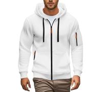 PANVER Men'S Pullover Hoodie Youth Personality Trend Sweatshirt Jacket Sport Casual Solid Color Long-Sleeve Sweatshirts A-White XXL