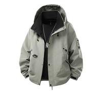 PANVER Men'S Softshell Jacket Hiking Mountaineering Camping Outdoorjacket Warm Waterproof Breathable Hoodie Jackets C-Grey Green S