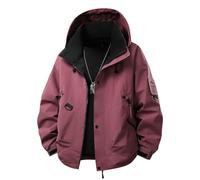 PANVER Men'S Softshell Jacket Hiking Mountaineering Camping Outdoorjacket Warm Waterproof Breathable Hoodie Jackets I-Dark Red 3XL