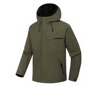 PANVER Men'S Softshell Jacket Hiking Mountaineering Camping Outdoorjacket Waterproof Warm Breathable Hoodie Jackets D-Army Green XL