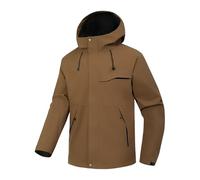 PANVER Men'S Softshell Jacket Hiking Mountaineering Camping Outdoorjacket Waterproof Warm Breathable Hoodie Jackets C-Coffee S