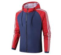 PANVER Men'S Softshell Jacket Waterproof Breathable Casual Warm Hoodie Jackets Hiking Mountaineering Camping Outdoorjacket C-Blue Red XL