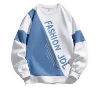 PANVER Men'S Sweatshirt Casual Fashion Printing Pullover Youth Personality Trend Long-Sleeved Sweatshirts B-White XL