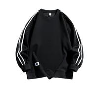 PANVER Men'S Sweatshirt Casual Fashion Round Neck Pullover Youth Personality Trend Long-Sleeved Sweatshirts C-Black XL