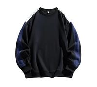 PANVER Men'S Sweatshirt Casual Fashion Round Neck Pullover Youth Personality Trend Long-Sleeved Sweatshirts D-Black XXL