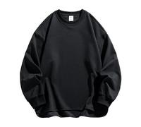 PANVER Men'S Sweatshirt Casual Fashion With Pockets Round Neck Pullover Youth Personality Trend Long-Sleeved Sweatshirts I-Black L