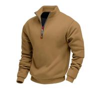 PANVER Men'S Sweatshirt Classic Trend All-Match Solid Color Long-Sleeved Sweatshirts Sport Fashion Casual Stand-Up Collar Pullover G-Camel 3XL