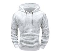 PANVER Men'S Sweatshirt Kangaroo Pocket Classic Solid Color Long-Sleeved Sweatshirts Lightweight Fashion Sport Casual Hooded Pullover D-White L