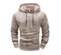 PANVER Men'S Sweatshirt Kangaroo Pocket Classic Solid Color Long-Sleeved Sweatshirts Lightweight Fashion Sport Casual Hooded Pullover F-Khaki L