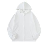 PANVER Men'S Sweatshirt Lightweight Fashion Sport Casual Hooded Pullover Classic Kangaroo Pocket Solid Color Long-Sleeved Sweatshirts F-White S