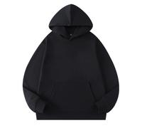 PANVER Men'S Sweatshirt Lightweight Fashion Sport Casual Hooded Pullover Classic Kangaroo Pocket Solid Color Long-Sleeved Sweatshirts C-Black L
