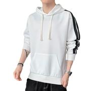 PANVER Men'S Sweatshirt Lightweight Fashion Sport Casual Hooded Pullover Classic Trend Kangaroo Pocket Long-Sleeved Sweatshirts A-White L