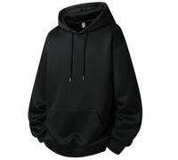 PANVER Men'S Sweatshirt Lightweight Sport Casual Hooded Pullover Kangaroo Pocket Classic Solid Color Long-Sleeved Sweatshirts K-Black L