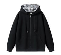 PANVER Men'S Sweatshirt Lightweight Sport Casual Hooded Pullover Kangaroo Pocket Classic Solid Color Long-Sleeved Sweatshirts F-Black XXL