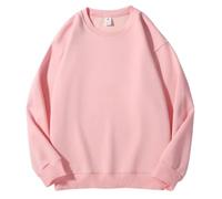 PANVER Men'S Sweatshirt Regular Fit Casual Round Neck Solid Color Pullover Youth Personality Trend Long-Sleeved Sweatshirts E-Pink L
