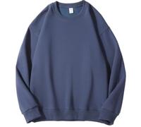 PANVER Men'S Sweatshirt Regular Fit Casual Round Neck Solid Color Pullover Youth Personality Trend Long-Sleeved Sweatshirts G-Dark Blue L
