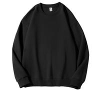 PANVER Men'S Sweatshirt Regular Fit Casual Round Neck Solid Color Pullover Youth Personality Trend Long-Sleeved Sweatshirts B-Black 3XL