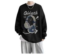 PANVER Men'S Sweatshirt Youth Personality Trend Long-Sleeved Sweatshirts Regular Fit Casual Fashion Solid Color Pullover L-Black XXL