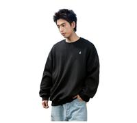PANVER Men'S Sweatshirt Youth Personality Trend Long-Sleeved Sweatshirts Regular Fit Casual Fashion Solid Color Pullover D-Black L