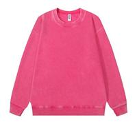 PANVER Men'S Sweatshirt Youth Personality Trend Long-Sleeved Sweatshirts Regular Fit Casual Round Neck Solid Color Pullover B-Rose Red XL