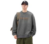 PANVER Men'S Sweatshirt Youth Personality Trend Long-Sleeved Sweatshirts Regular Fit Casual Round Neck Solid Color Pullover J-Grey XXL