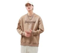 PANVER Men'S Sweatshirt Youth Personality Trend Long-Sleeved Sweatshirts Regular Fit Casual Round Neck Solid Color Pullover H-Coffee XXL