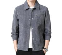 PANVER Men'S Transitional Jacket Regular Fit Lapels Solid Color Long-Sleeve Jackets Classic Fashion Casual Outdoorjacket J-Grey M