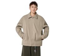 PANVER Men'S Transitional Jacket Regular Fit Solid Color Lapels Long-Sleeve Jackets Classic Fashion Casual Outdoorjacket F-Khaki L