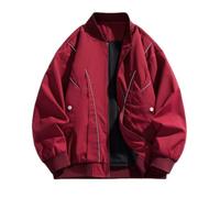 PANVER Men'S Transitional Jacket Regular Fit Stand-Up Collar Solid Color Long-Sleeve Jackets Classic Fashion Casual Outdoorjacket E-Wine Red XL