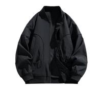 PANVER Men'S Transitional Jacket Regular Fit Stand-Up Collar Solid Color Long-Sleeve Jackets Classic Retro Fashion Casual Outdoorjacket G-Black L