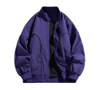 PANVER Men'S Transitional Jacket Regular Fit Stand-Up Collar Solid Color Long-Sleeve Jackets Classic Retro Fashion Casual Outdoorjacket I-Purple 5XL
