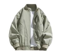 PANVER Men'S Transitional Jacket Regular Fit Stand-Up Collar Solid Color Long-Sleeve Jackets Classic Fashion Casual Outdoorjacket H-Green XL