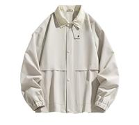 PANVER Men'S Transitional Jacket Regular Fit Stand-Up Collar Solid Color Long-Sleeve Jackets Classic Retro Fashion Casual Outdoorjacket C-Apricot XXL