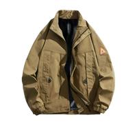 PANVER Men'S Transitional Jacket Regular Fit Stand-Up Collar Solid Color Long-Sleeve Jackets Classic Retro Fashion Casual Outdoorjacket B-Coffee L