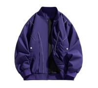 PANVER Men'S Transitional Jacket Regular Fit Stand-Up Collar Solid Color Long-Sleeve Jackets Classic Fashion Casual Outdoorjacket F-Purple L