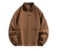 PANVER Men'S Transitional Jacket Regular Fit Stand-Up Collar Solid Color Long-Sleeve Jackets Classic Retro Fashion Casual Outdoorjacket E-Brown L