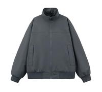 PANVER Men'S Transitional Jacket Regular Fit Stand-Up Collar Solid Color Long-Sleeve Jackets Classic Fashion Casual Outdoorjacket M-Grey XXL